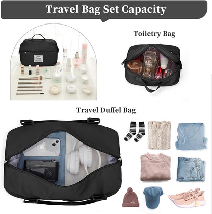 Weekender Bags for Women, Personal Item Travel Bag with Shoes Compartment | Overnight Travel Duffel Bag with Toiletry Bag, Airplane Friendly Carry-On Bag - Colors A