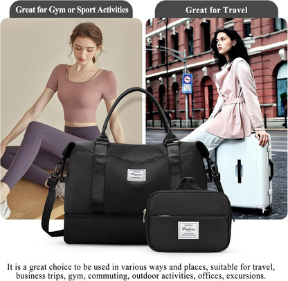 Weekender Bags for Women, Personal Item Travel Bag with Shoes Compartment | Overnight Travel Duffel Bag with Toiletry Bag, Airplane Friendly Carry-On Bag - Colors A