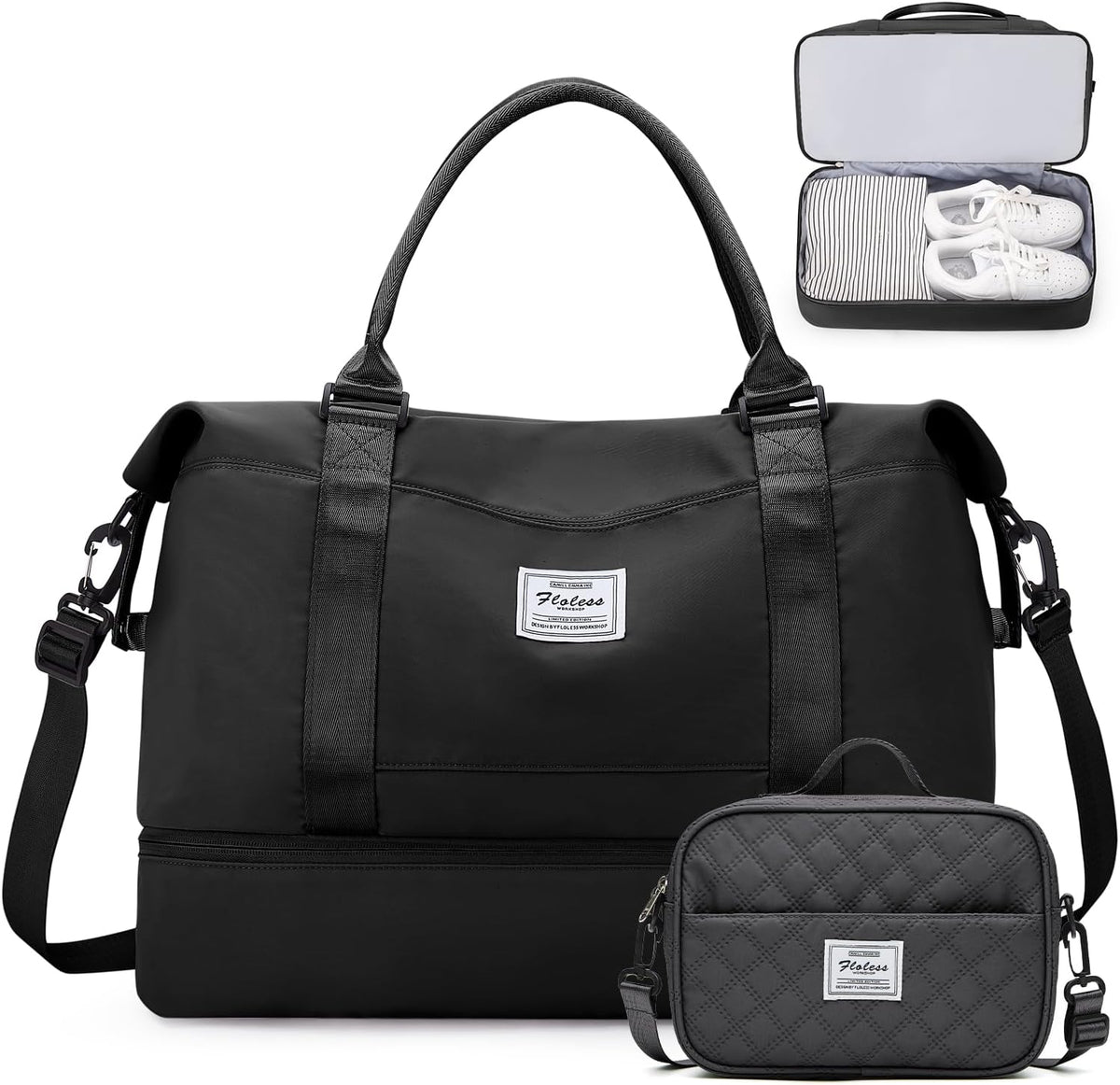 Weekender Bags for Women, Personal Item Travel Bag with Shoes Compartment | Overnight Travel Duffel Bag with Toiletry Bag, Airplane Friendly Carry-On Bag - Colors A
