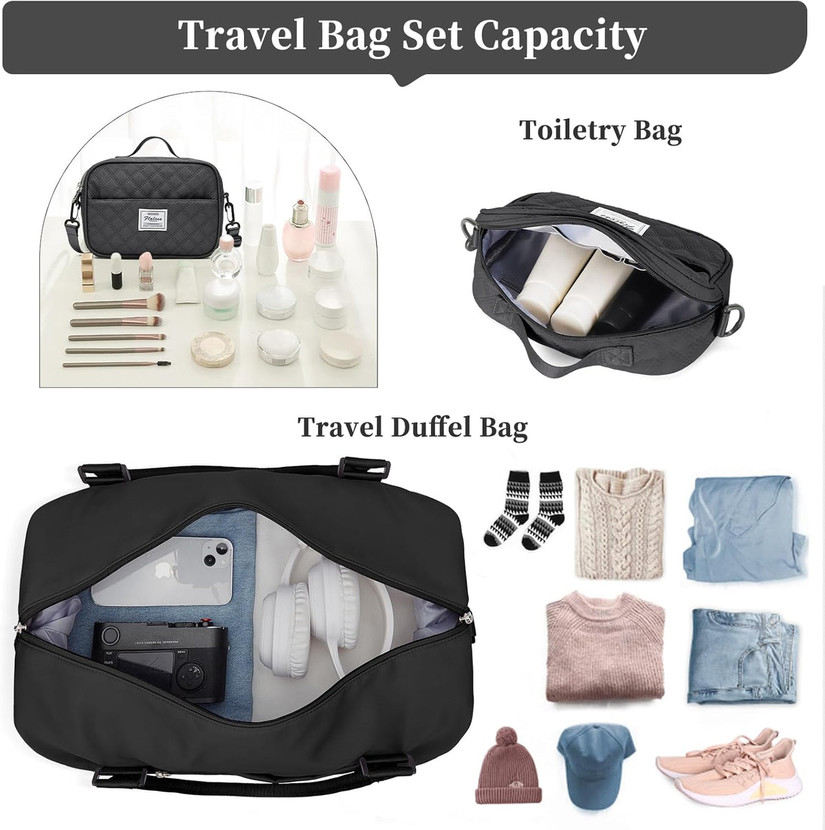 Weekender Bags for Women, Personal Item Travel Bag with Shoes Compartment | Overnight Travel Duffel Bag with Toiletry Bag, Airplane Friendly Carry-On Bag - Colors A