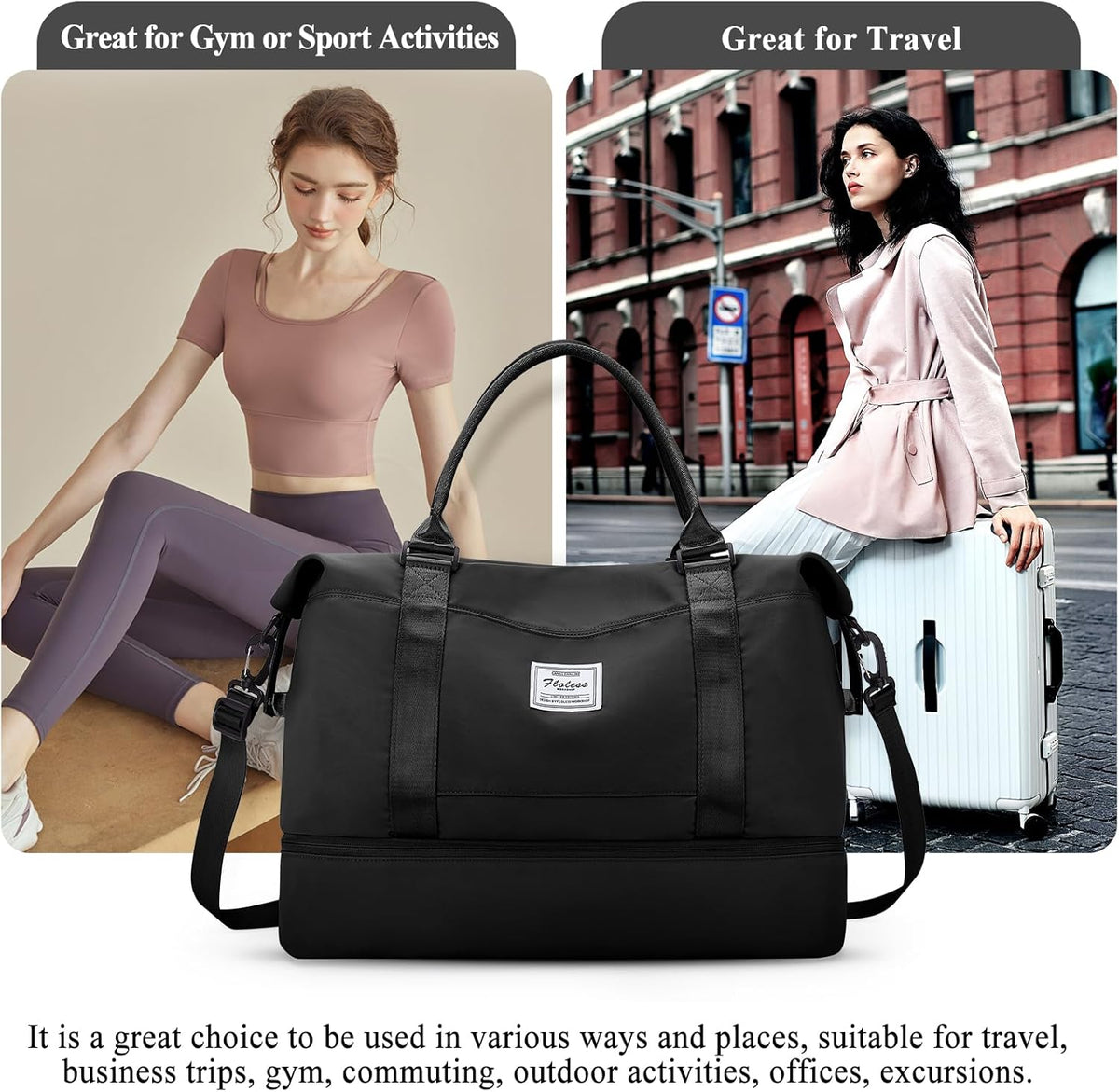Weekender Bags for Women, Personal Item Travel Bag with Shoes Compartment | Overnight Travel Duffel Bag with Toiletry Bag, Airplane Friendly Carry-On Bag - Colors A