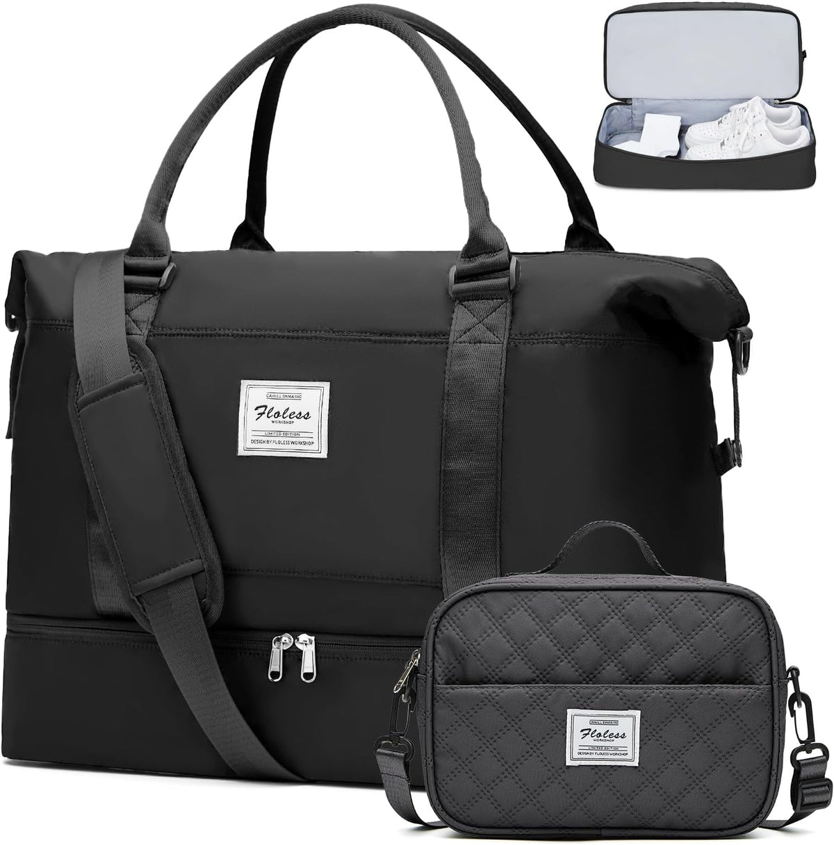 Weekender Bags for Women, Personal Item Travel Bag with Shoes Compartment | Overnight Travel Duffel Bag with Toiletry Bag, Airplane Friendly Carry-On Bag - Colors A