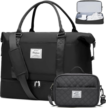 Weekender Bags for Women, Personal Item Travel Bag with Shoes Compartment | Overnight Travel Duffel Bag with Toiletry Bag, Airplane Friendly Carry-On Bag - Colors A