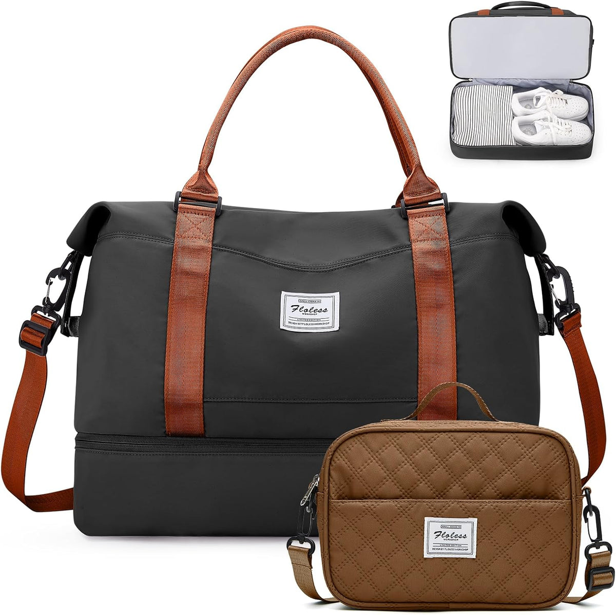 Weekender Bags for Women, Personal Item Travel Bag with Shoes Compartment | Overnight Travel Duffel Bag with Toiletry Bag, Airplane Friendly Carry-On Bag - Colors A