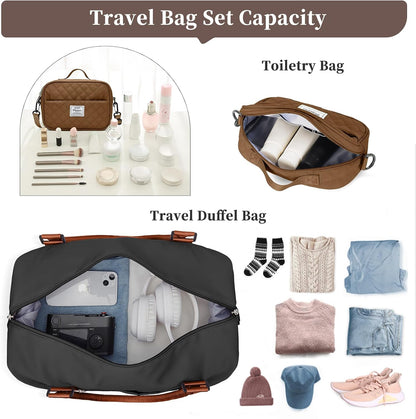 Weekender Bags for Women, Personal Item Travel Bag with Shoes Compartment | Overnight Travel Duffel Bag with Toiletry Bag, Airplane Friendly Carry-On Bag - Colors A