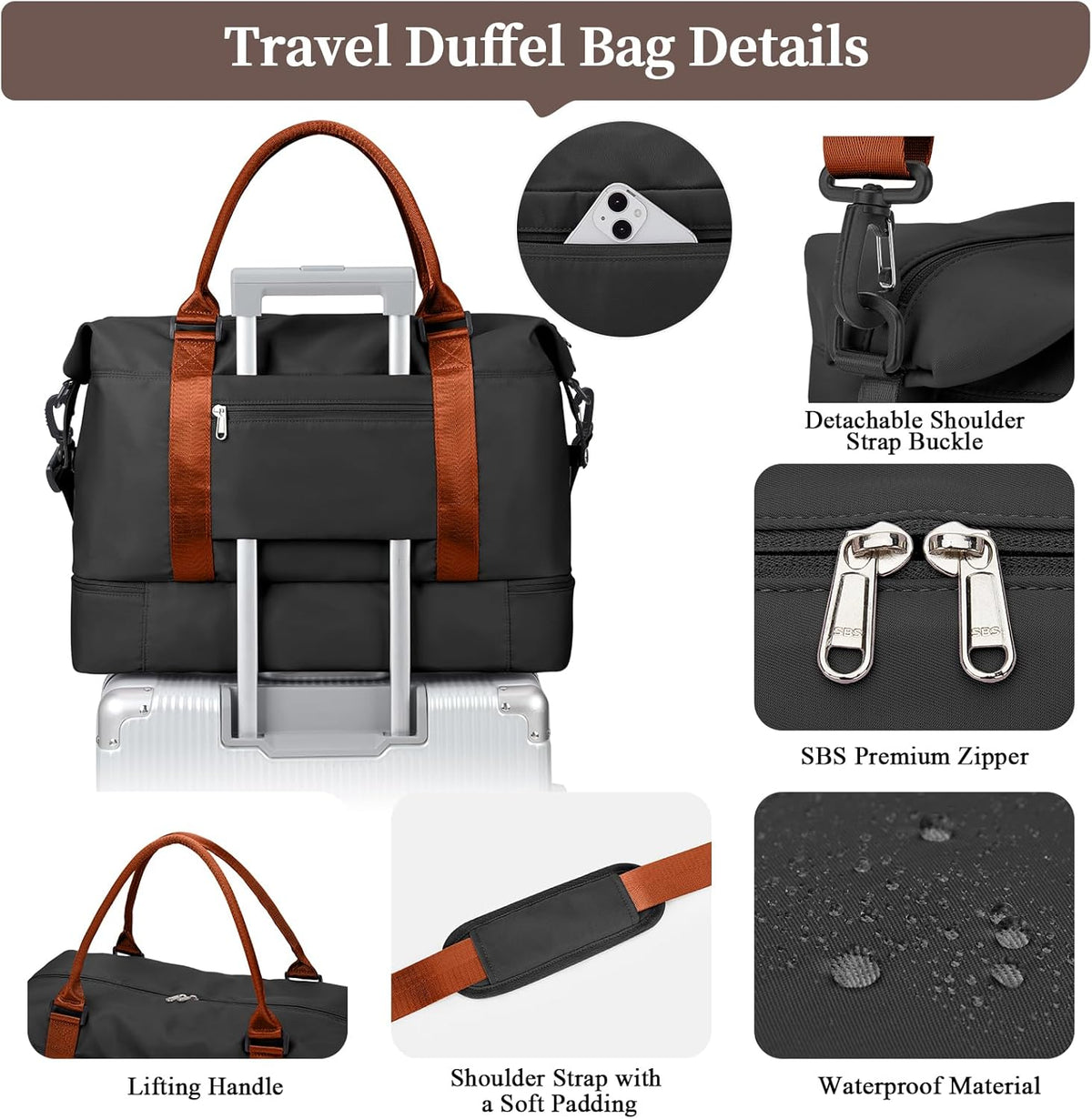 Weekender Bags for Women, Personal Item Travel Bag with Shoes Compartment | Overnight Travel Duffel Bag with Toiletry Bag, Airplane Friendly Carry-On Bag - Colors A