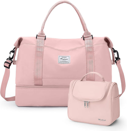 Weekender Bags for Women, Personal Item Travel Bag with Shoes Compartment | Overnight Travel Duffel Bag with Toiletry Bag, Airplane Friendly Carry-On Bag - Colors A