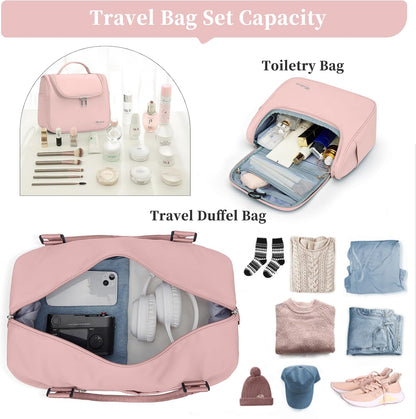 Weekender Bags for Women, Personal Item Travel Bag with Shoes Compartment | Overnight Travel Duffel Bag with Toiletry Bag, Airplane Friendly Carry-On Bag - Colors A