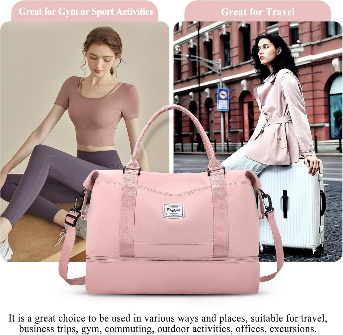 Weekender Bags for Women, Personal Item Travel Bag with Shoes Compartment | Overnight Travel Duffel Bag with Toiletry Bag, Airplane Friendly Carry-On Bag - Colors A