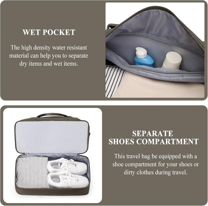 Weekender Bags for Women, Personal Item Travel Bag with Shoes Compartment | Overnight Travel Duffel Bag with Toiletry Bag, Airplane Friendly Carry-On Bag - Colors A