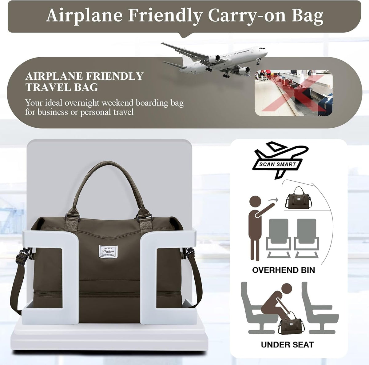 Weekender Bags for Women, Personal Item Travel Bag with Shoes Compartment | Overnight Travel Duffel Bag with Toiletry Bag, Airplane Friendly Carry-On Bag - Colors A