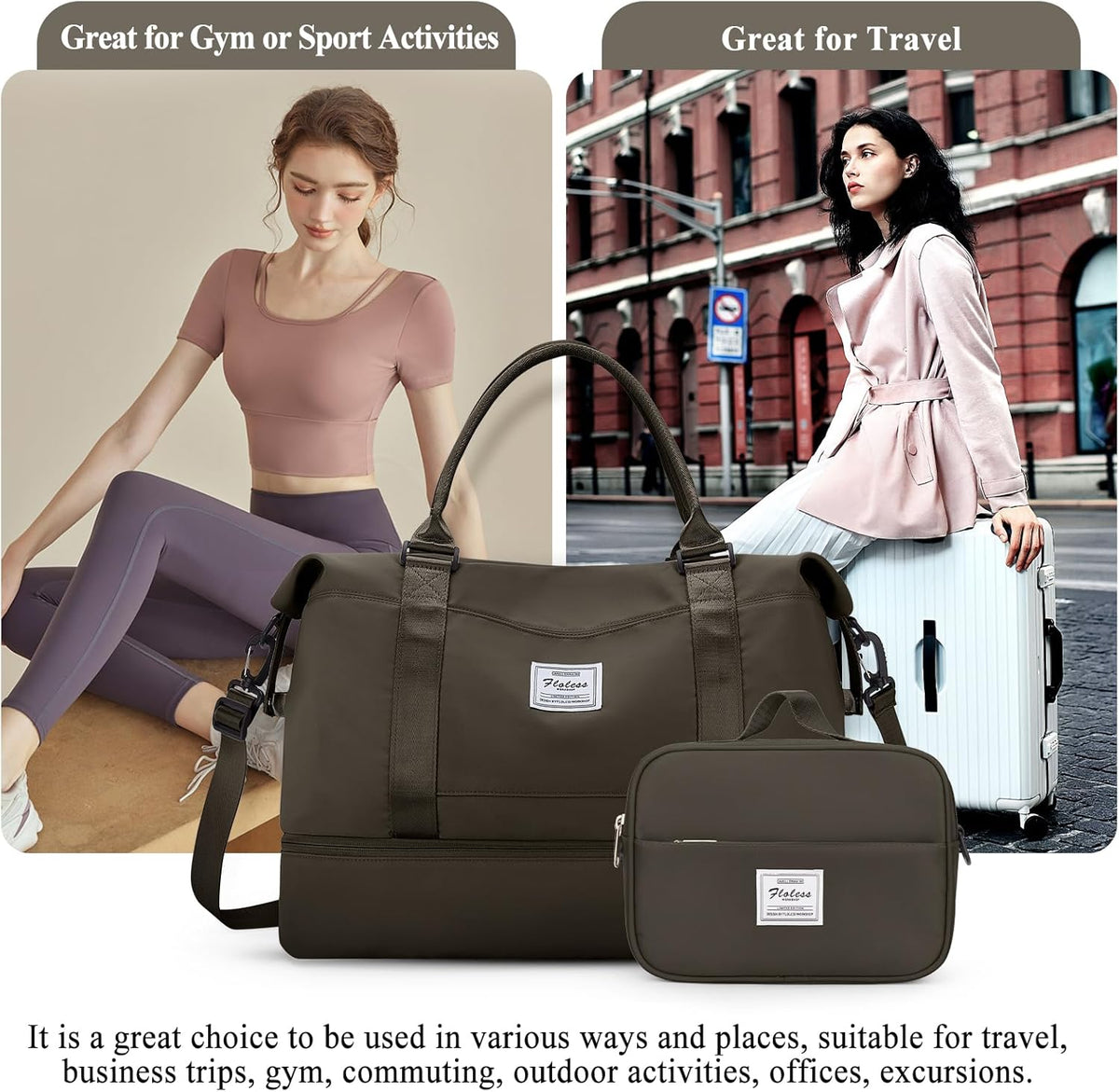 Weekender Bags for Women, Personal Item Travel Bag with Shoes Compartment | Overnight Travel Duffel Bag with Toiletry Bag, Airplane Friendly Carry-On Bag - Colors A