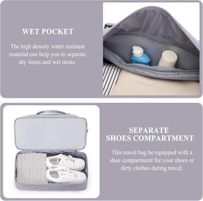 Weekender Bags for Women, Personal Item Travel Bag with Shoes Compartment | Overnight Travel Duffel Bag with Toiletry Bag, Airplane Friendly Carry-On Bag - Colors A