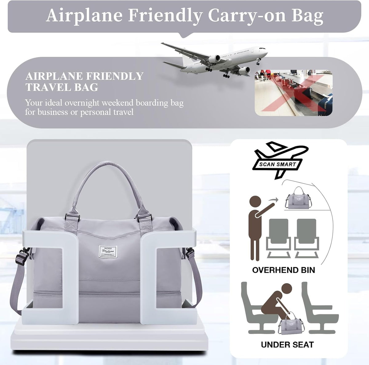 Weekender Bags for Women, Personal Item Travel Bag with Shoes Compartment | Overnight Travel Duffel Bag with Toiletry Bag, Airplane Friendly Carry-On Bag - Colors A