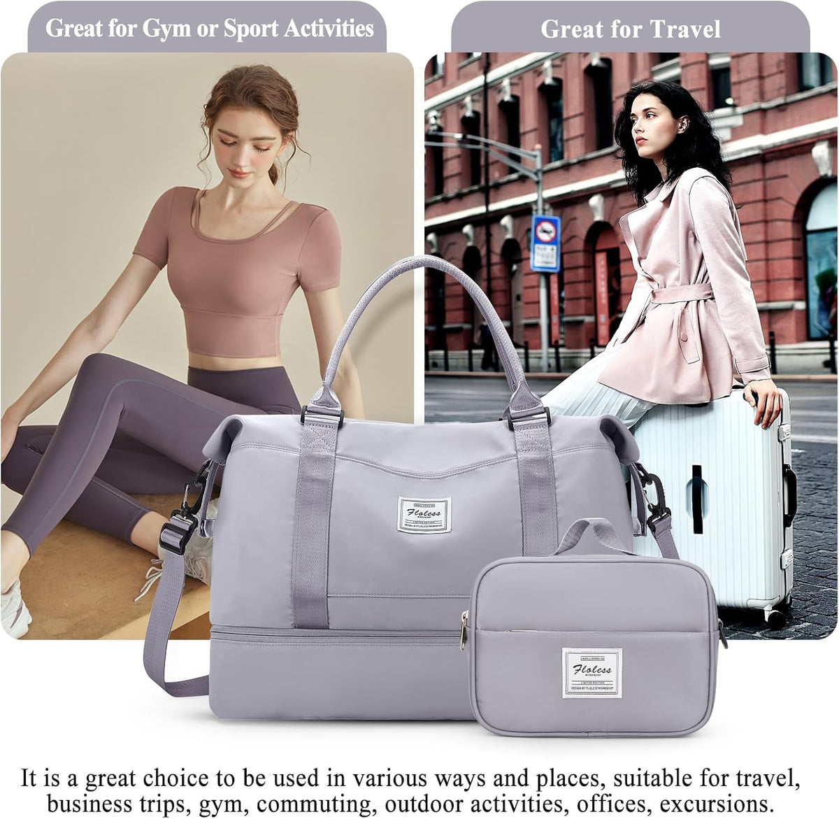 Weekender Bags for Women, Personal Item Travel Bag with Shoes Compartment | Overnight Travel Duffel Bag with Toiletry Bag, Airplane Friendly Carry-On Bag - Colors A