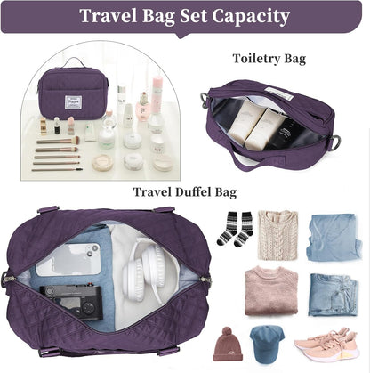Weekender Bags for Women, Personal Item Travel Bag with Shoes Compartment | Overnight Travel Duffel Bag with Toiletry Bag, Airplane Friendly Carry-On Bag - Colors A