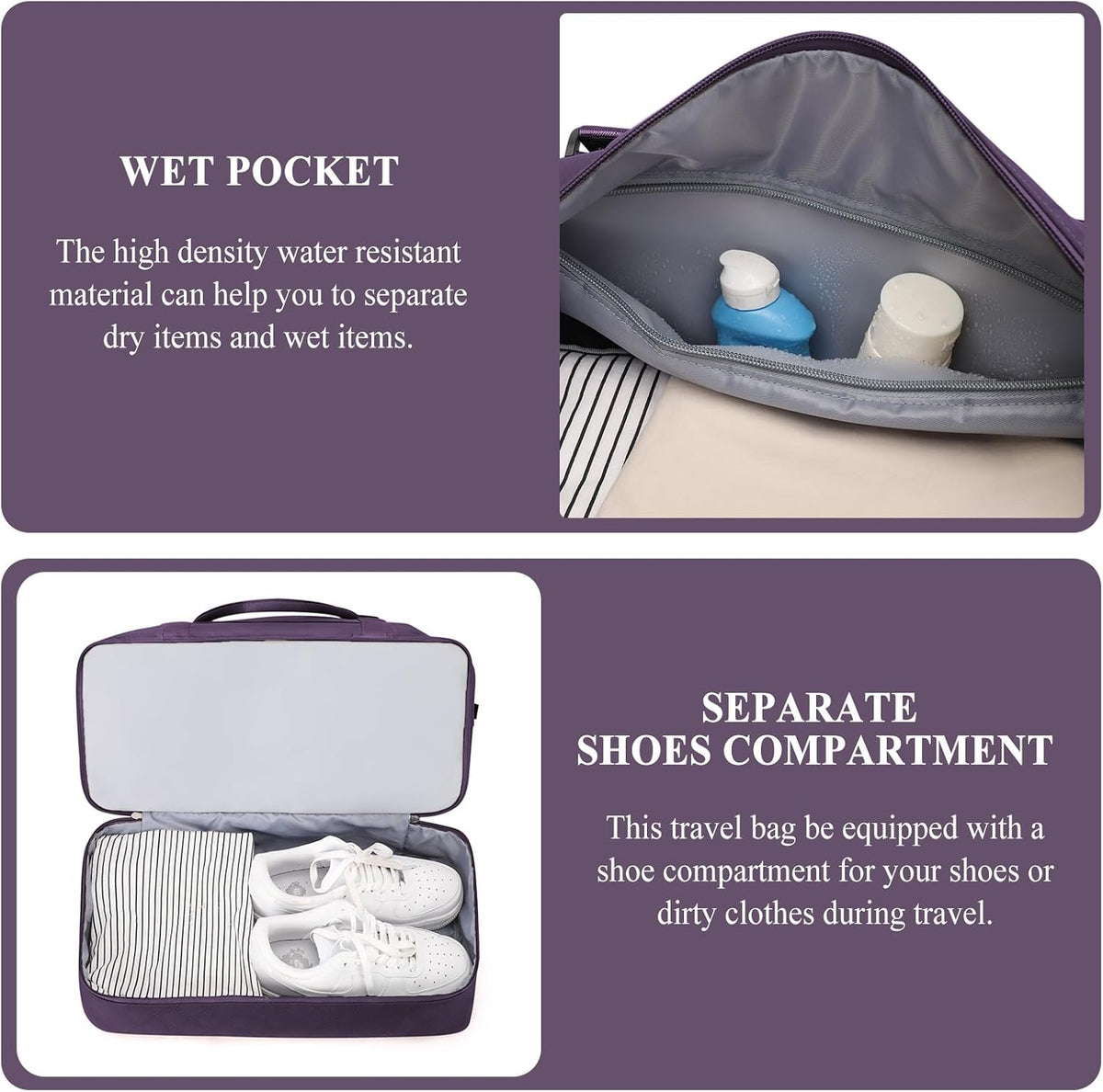 Weekender Bags for Women, Personal Item Travel Bag with Shoes Compartment | Overnight Travel Duffel Bag with Toiletry Bag, Airplane Friendly Carry-On Bag - Colors A