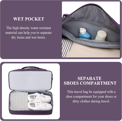 Weekender Bags for Women, Personal Item Travel Bag with Shoes Compartment | Overnight Travel Duffel Bag with Toiletry Bag, Airplane Friendly Carry-On Bag - Colors A