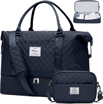 Weekender Bags for Women, Personal Item Travel Bag with Shoes Compartment | Overnight Travel Duffel Bag with Toiletry Bag, Airplane Friendly Carry-On Bag - Colors A