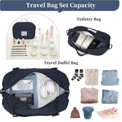 Weekender Bags for Women, Personal Item Travel Bag with Shoes Compartment | Overnight Travel Duffel Bag with Toiletry Bag, Airplane Friendly Carry-On Bag - Colors A