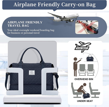 Weekender Bags for Women, Personal Item Travel Bag with Shoes Compartment | Overnight Travel Duffel Bag with Toiletry Bag, Airplane Friendly Carry-On Bag - Colors A