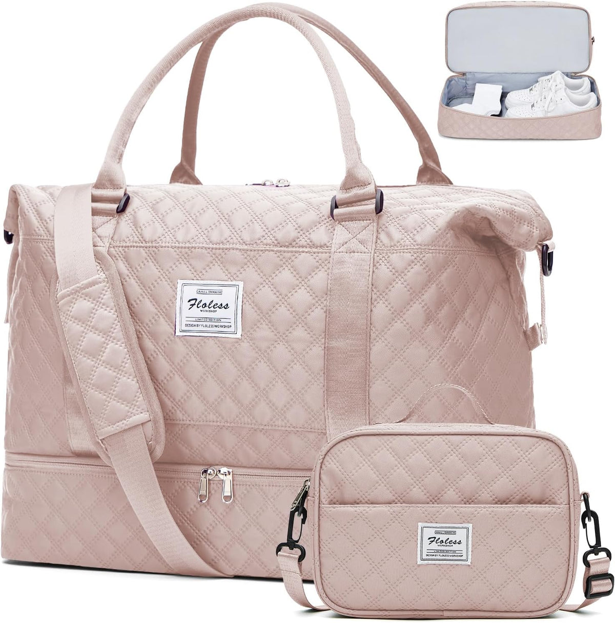 Weekender Bags for Women, Personal Item Travel Bag with Shoes Compartment | Overnight Travel Duffel Bag with Toiletry Bag, Airplane Friendly Carry-On Bag - Colors A