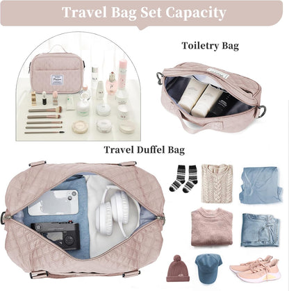 Weekender Bags for Women, Personal Item Travel Bag with Shoes Compartment | Overnight Travel Duffel Bag with Toiletry Bag, Airplane Friendly Carry-On Bag - Colors A