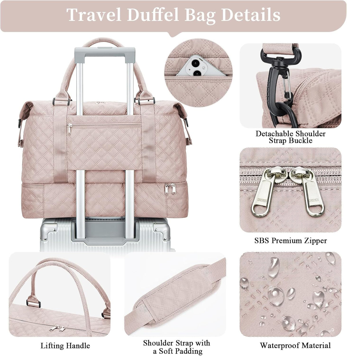 Weekender Bags for Women, Personal Item Travel Bag with Shoes Compartment | Overnight Travel Duffel Bag with Toiletry Bag, Airplane Friendly Carry-On Bag - Colors A