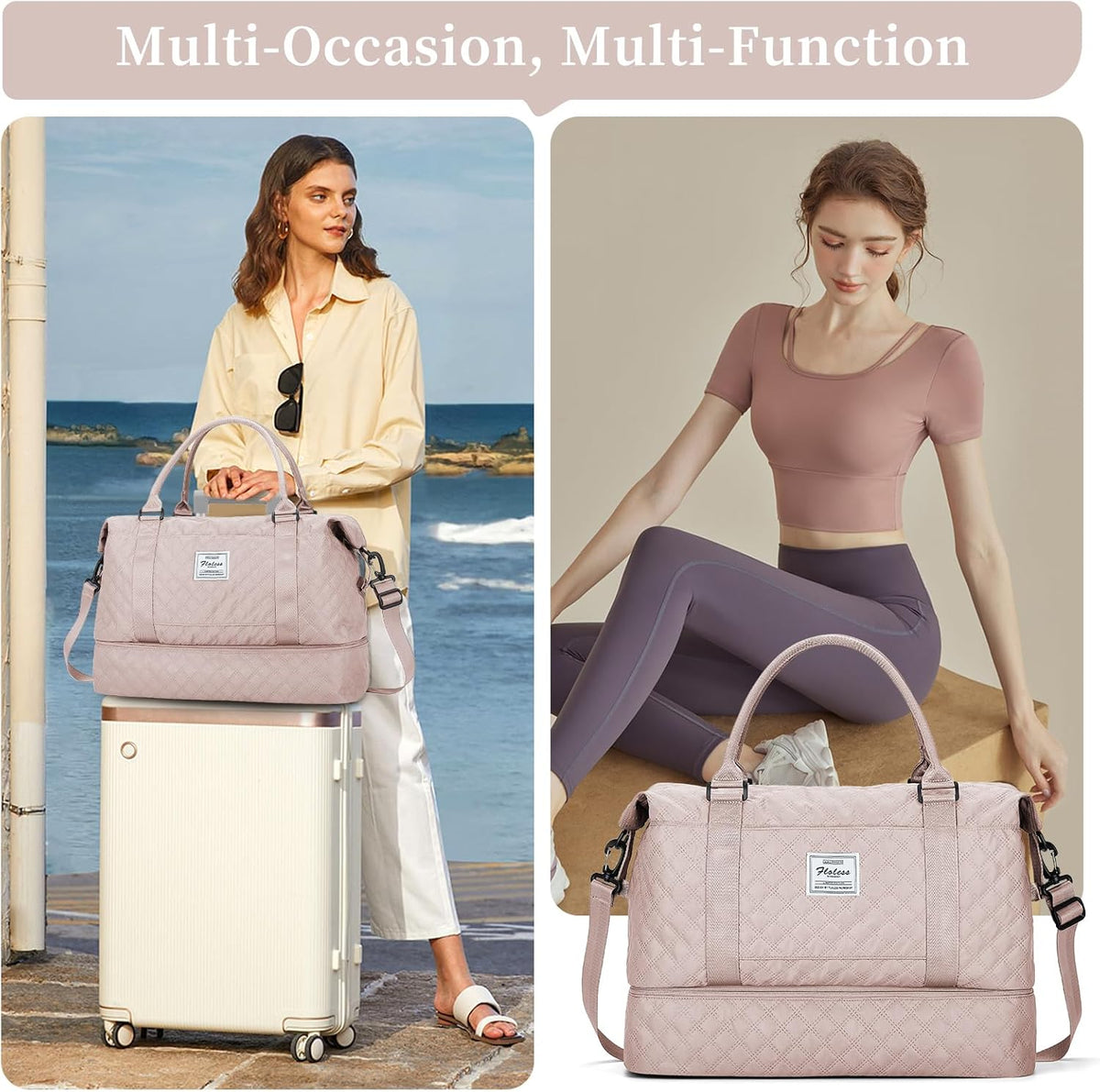 Weekender Bags for Women, Personal Item Travel Bag with Shoes Compartment | Overnight Travel Duffel Bag with Toiletry Bag, Airplane Friendly Carry-On Bag - Colors A