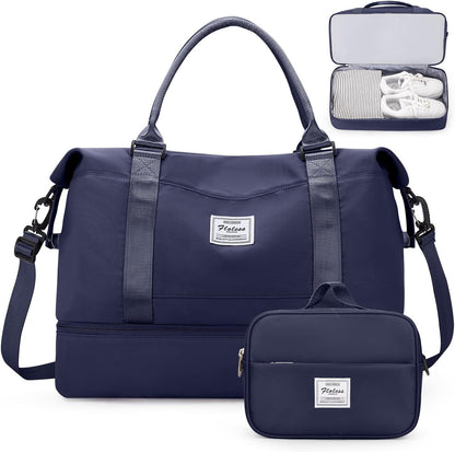 Weekender Bags for Women, Personal Item Travel Bag with Shoes Compartment | Overnight Travel Duffel Bag with Toiletry Bag, Airplane Friendly Carry-On Bag - Colors A