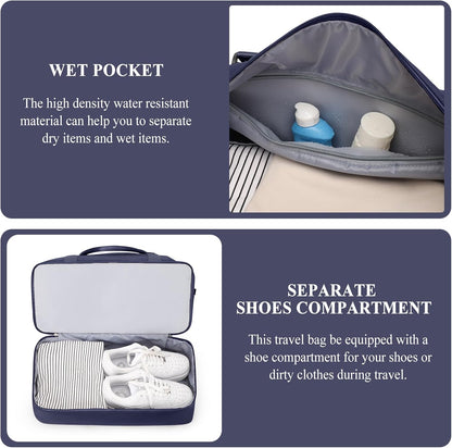 Weekender Bags for Women, Personal Item Travel Bag with Shoes Compartment | Overnight Travel Duffel Bag with Toiletry Bag, Airplane Friendly Carry-On Bag - Colors A