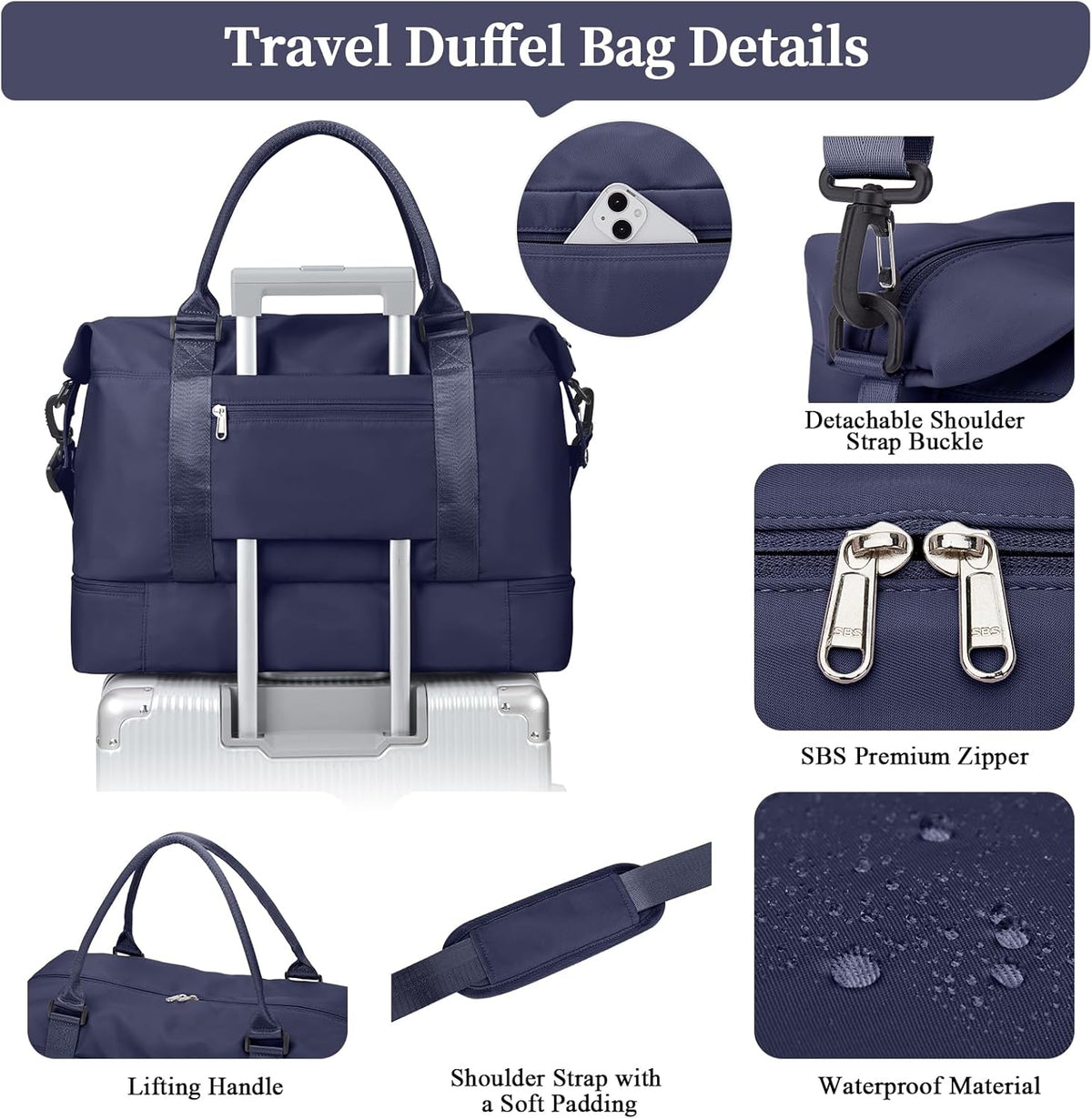 Weekender Bags for Women, Personal Item Travel Bag with Shoes Compartment | Overnight Travel Duffel Bag with Toiletry Bag, Airplane Friendly Carry-On Bag - Colors A