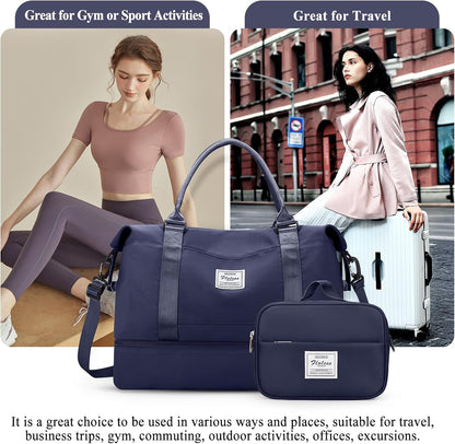 Weekender Bags for Women, Personal Item Travel Bag with Shoes Compartment | Overnight Travel Duffel Bag with Toiletry Bag, Airplane Friendly Carry-On Bag - Colors A