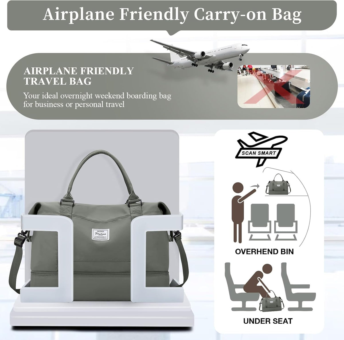 Weekender Bags for Women, Personal Item Travel Bag with Shoes Compartment | Overnight Travel Duffel Bag with Toiletry Bag, Airplane Friendly Carry-On Bag - Colors A
