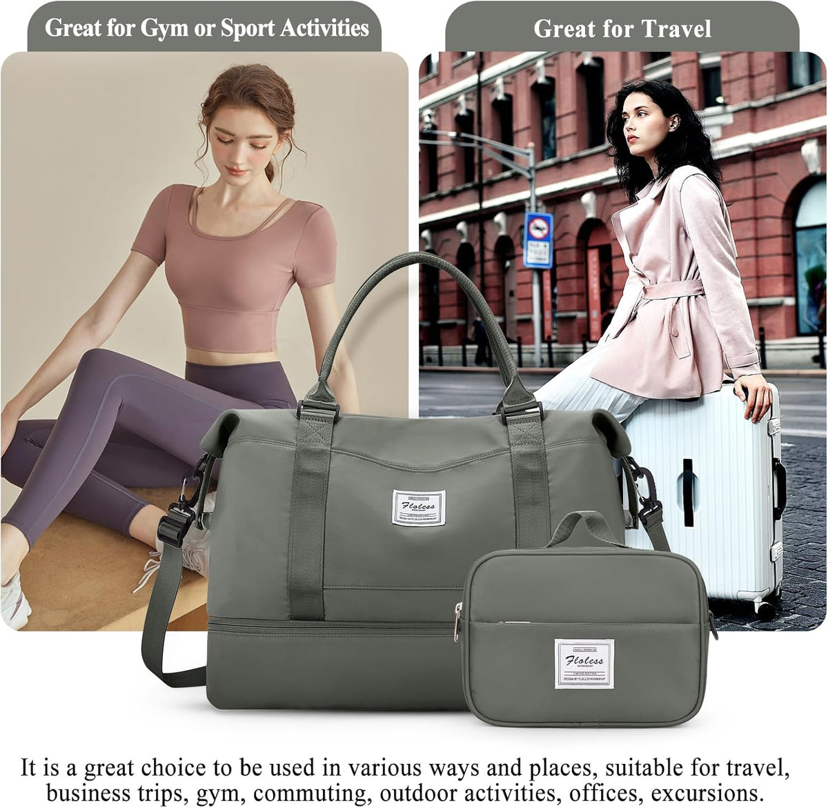 Weekender Bags for Women, Personal Item Travel Bag with Shoes Compartment | Overnight Travel Duffel Bag with Toiletry Bag, Airplane Friendly Carry-On Bag - Colors A