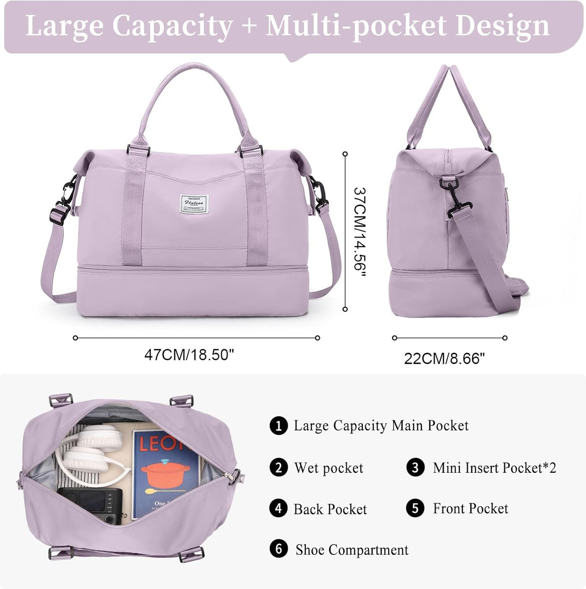 Weekender Bags for Women, Personal Item Travel Bag with Shoes Compartment | Overnight Travel Duffel Bag with Toiletry Bag, Airplane Friendly Carry-On Bag - Colors A