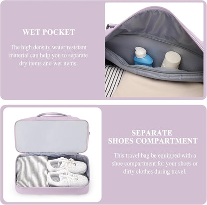 Weekender Bags for Women, Personal Item Travel Bag with Shoes Compartment | Overnight Travel Duffel Bag with Toiletry Bag, Airplane Friendly Carry-On Bag - Colors A