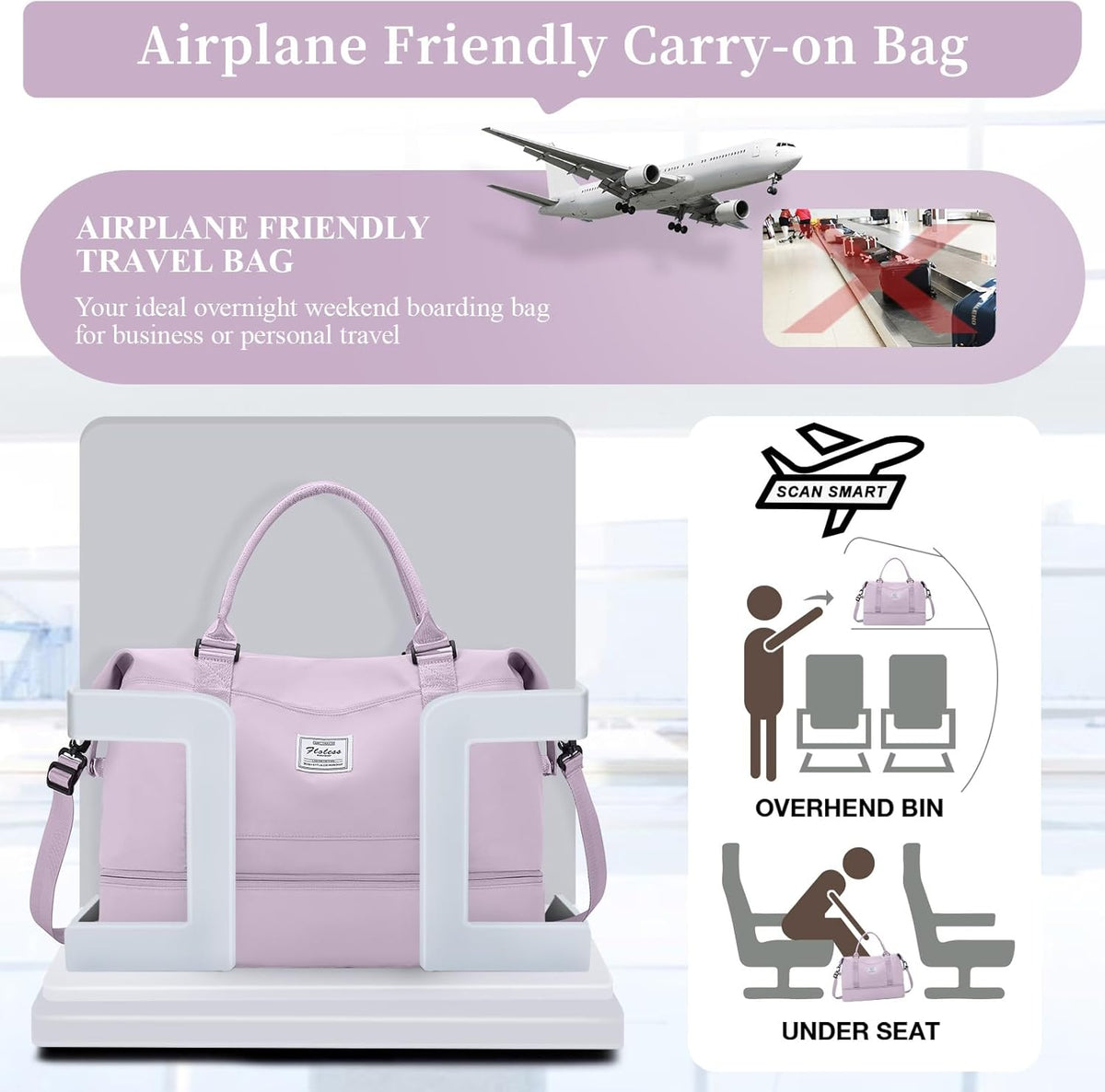 Weekender Bags for Women, Personal Item Travel Bag with Shoes Compartment | Overnight Travel Duffel Bag with Toiletry Bag, Airplane Friendly Carry-On Bag - Colors A