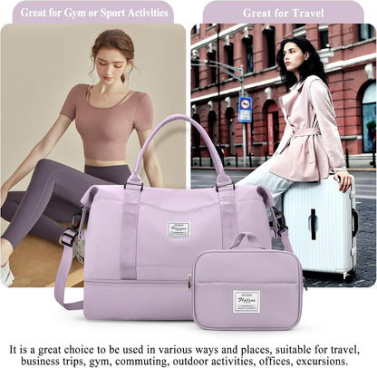 Weekender Bags for Women, Personal Item Travel Bag with Shoes Compartment | Overnight Travel Duffel Bag with Toiletry Bag, Airplane Friendly Carry-On Bag - Colors A