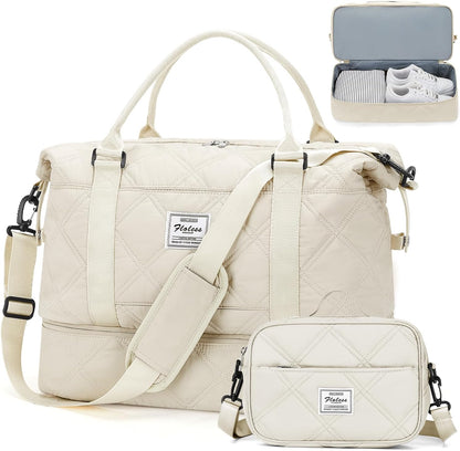 Weekender Bags for Women, Personal Item Travel Bag with Shoes Compartment | Overnight Travel Duffel Bag with Toiletry Bag, Airplane Friendly Carry-On Bag - Colors A