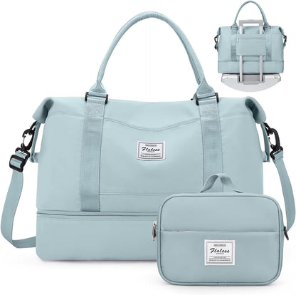 Weekender Bags for Women, Personal Item Travel Bag with Shoes Compartment | Overnight Travel Duffel Bag with Toiletry Bag, Airplane Friendly Carry-On Bag - Colors A