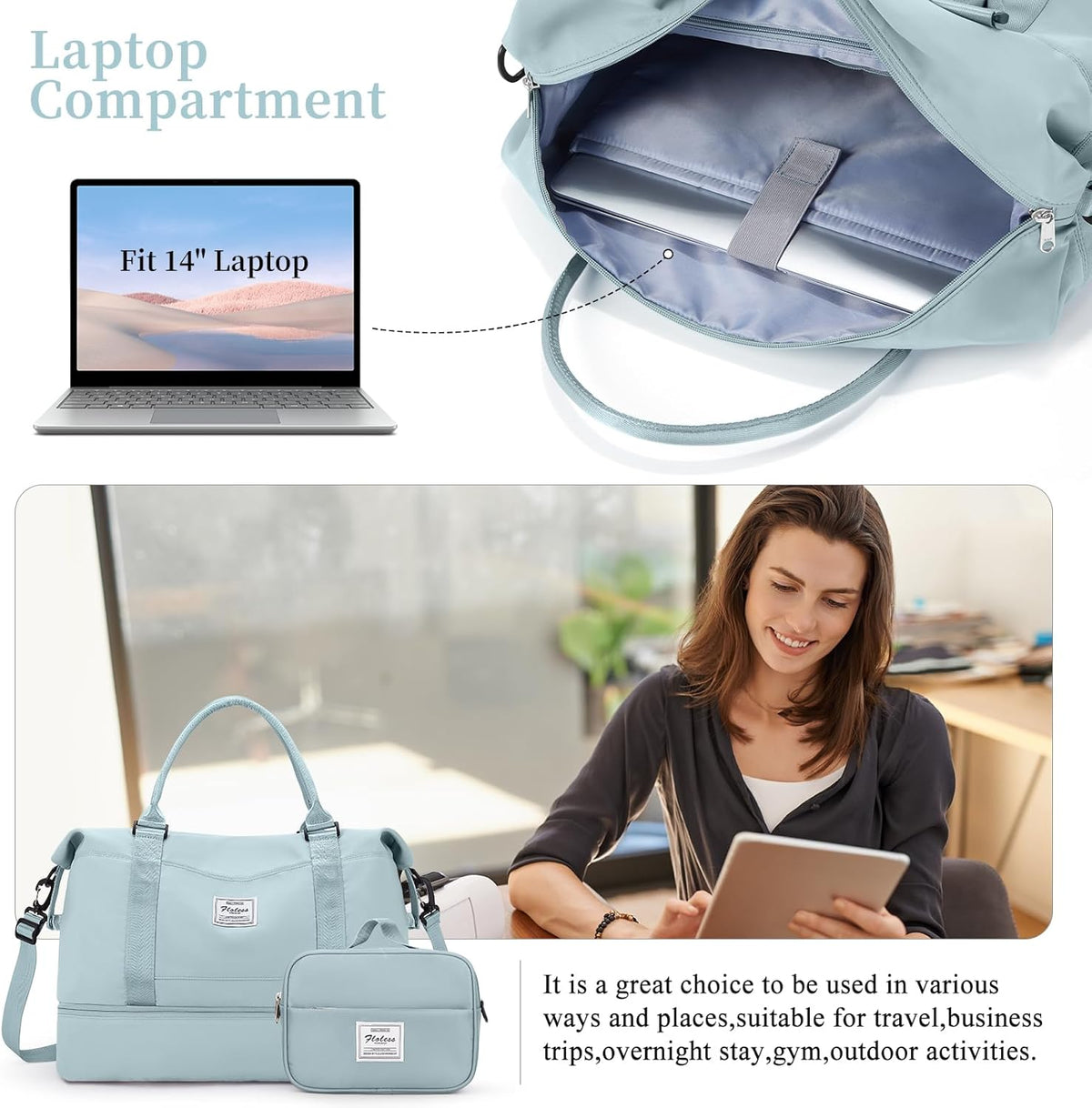 Weekender Bags for Women, Personal Item Travel Bag with Shoes Compartment | Overnight Travel Duffel Bag with Toiletry Bag, Airplane Friendly Carry-On Bag - Colors A