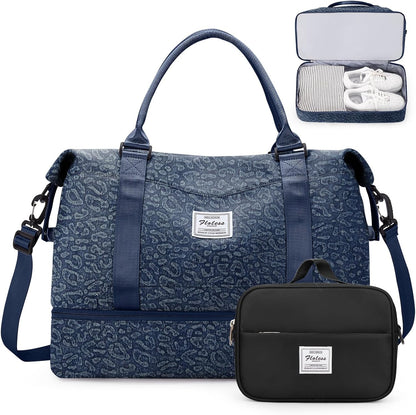 Weekender Bags for Women, Personal Item Travel Bag with Shoes Compartment | Overnight Travel Duffel Bag with Toiletry Bag, Airplane Friendly Carry-On Bag - Colors A