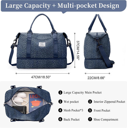 Weekender Bags for Women, Personal Item Travel Bag with Shoes Compartment | Overnight Travel Duffel Bag with Toiletry Bag, Airplane Friendly Carry-On Bag - Colors A