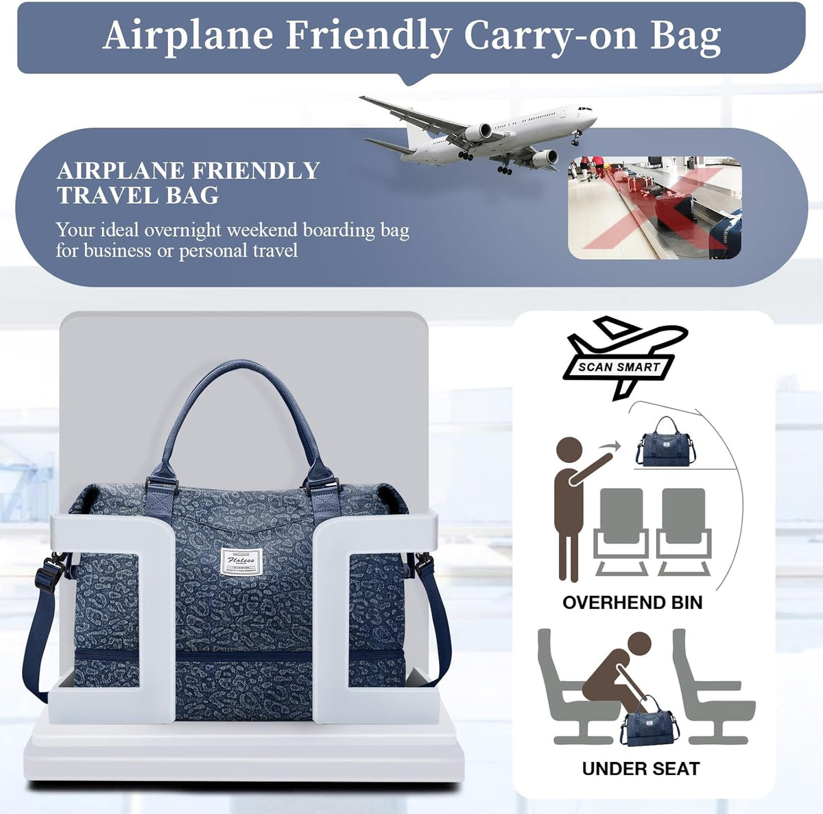 Weekender Bags for Women, Personal Item Travel Bag with Shoes Compartment | Overnight Travel Duffel Bag with Toiletry Bag, Airplane Friendly Carry-On Bag - Colors A