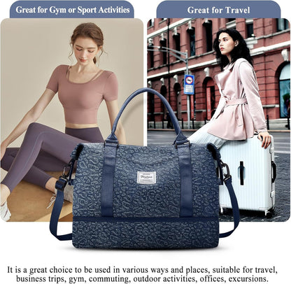 Weekender Bags for Women, Personal Item Travel Bag with Shoes Compartment | Overnight Travel Duffel Bag with Toiletry Bag, Airplane Friendly Carry-On Bag - Colors A