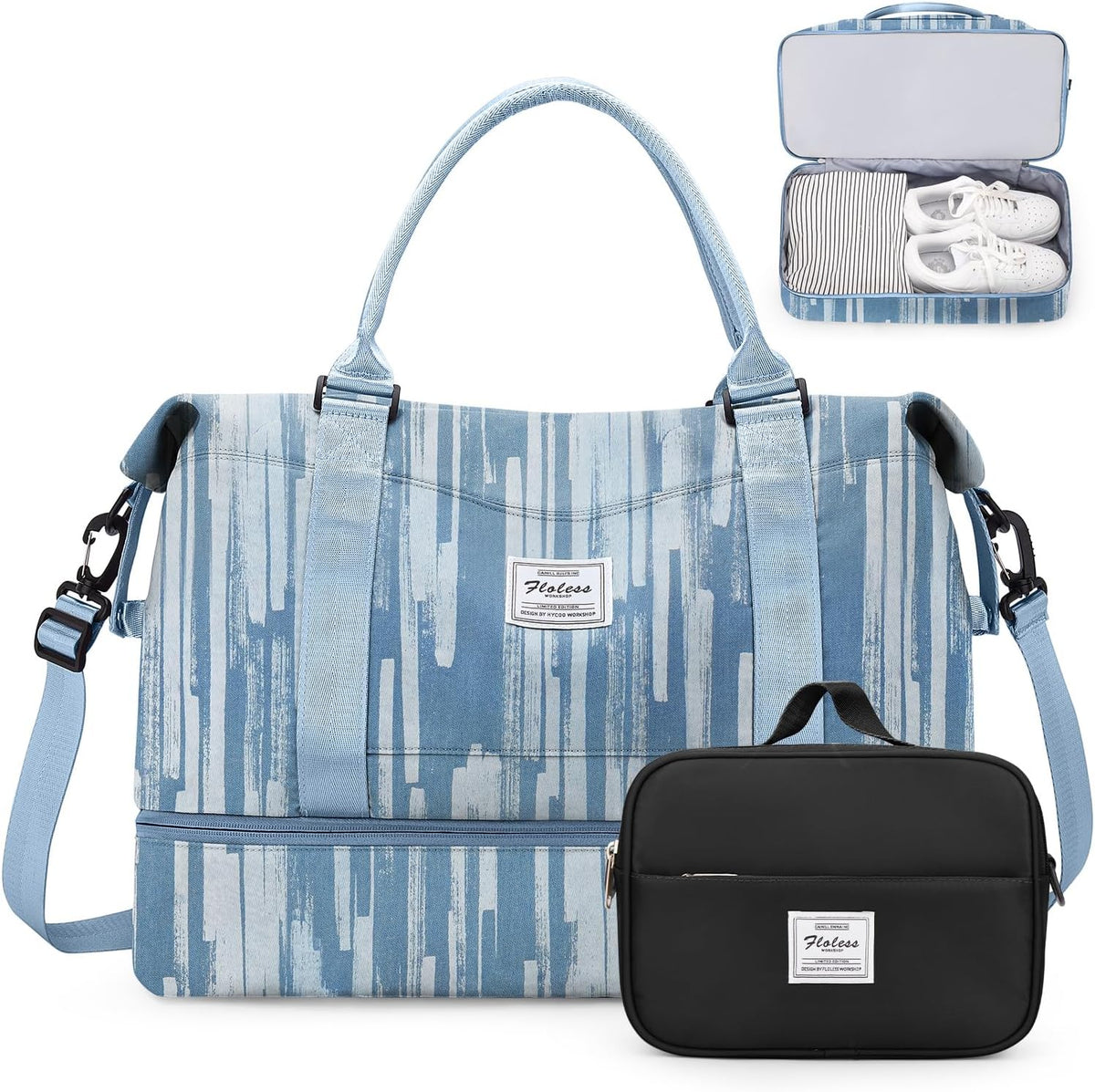 Weekender Bags for Women, Personal Item Travel Bag with Shoes Compartment | Overnight Travel Duffel Bag with Toiletry Bag, Airplane Friendly Carry-On Bag - Colors A