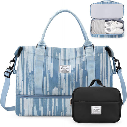 Weekender Bags for Women, Personal Item Travel Bag with Shoes Compartment | Overnight Travel Duffel Bag with Toiletry Bag, Airplane Friendly Carry-On Bag - Colors A