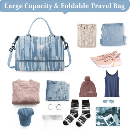 Weekender Bags for Women, Personal Item Travel Bag with Shoes Compartment | Overnight Travel Duffel Bag with Toiletry Bag, Airplane Friendly Carry-On Bag - Colors A