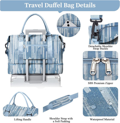 Weekender Bags for Women, Personal Item Travel Bag with Shoes Compartment | Overnight Travel Duffel Bag with Toiletry Bag, Airplane Friendly Carry-On Bag - Colors A